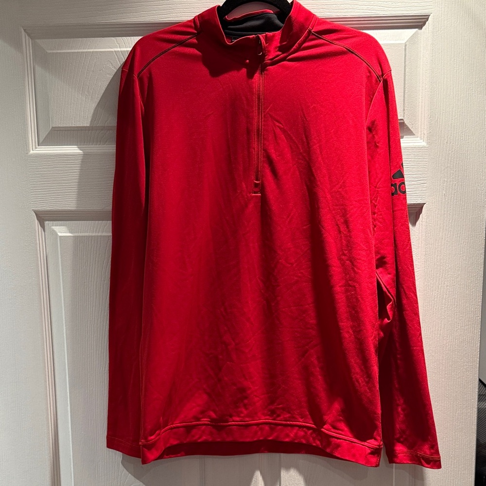 adidas Red Long Sleeve Men's Tee